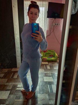 Фотовідгук покупців LikeOn: штани і светр з бавовняної пряжі блакитного кольору