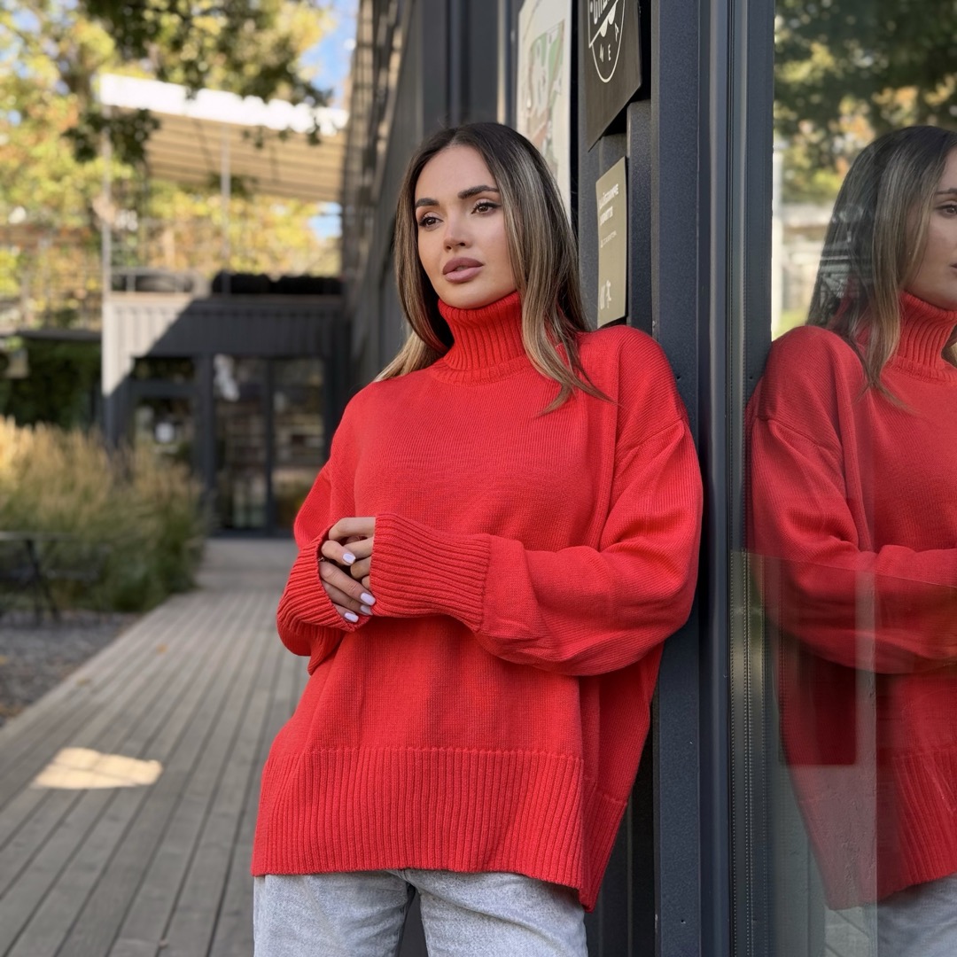 Светр вільної посадки Oversize з мериносу Коралового кольору від LikeOn oversize_merino_coral_alt