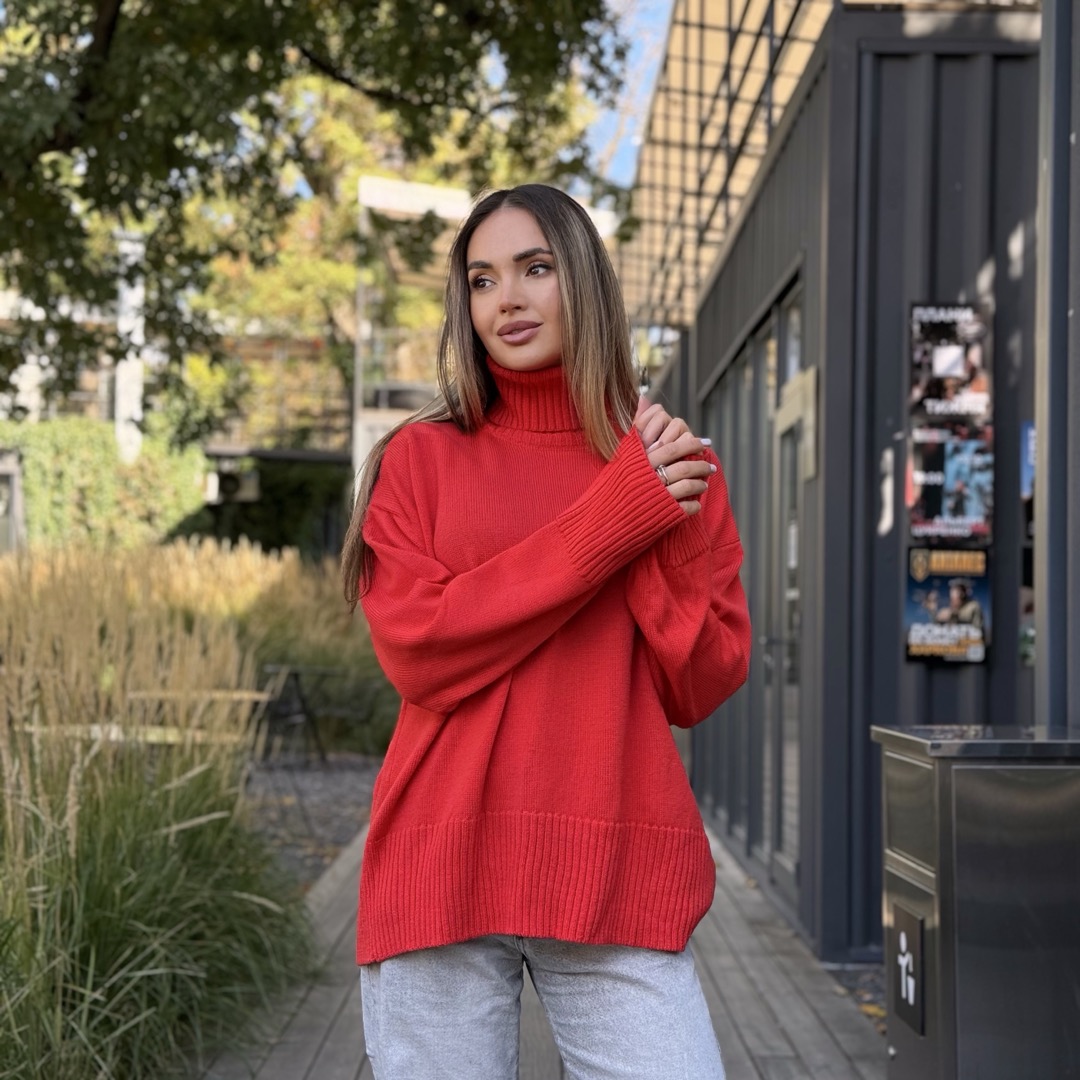 Светр вільної посадки Oversize з мериносу Коралового кольору від LikeOn oversize_merino_coral_alt2