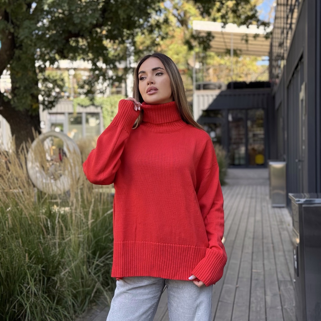 Светр вільної посадки Oversize з мериносу Коралового кольору від LikeOn oversize_merino_coral_alt3