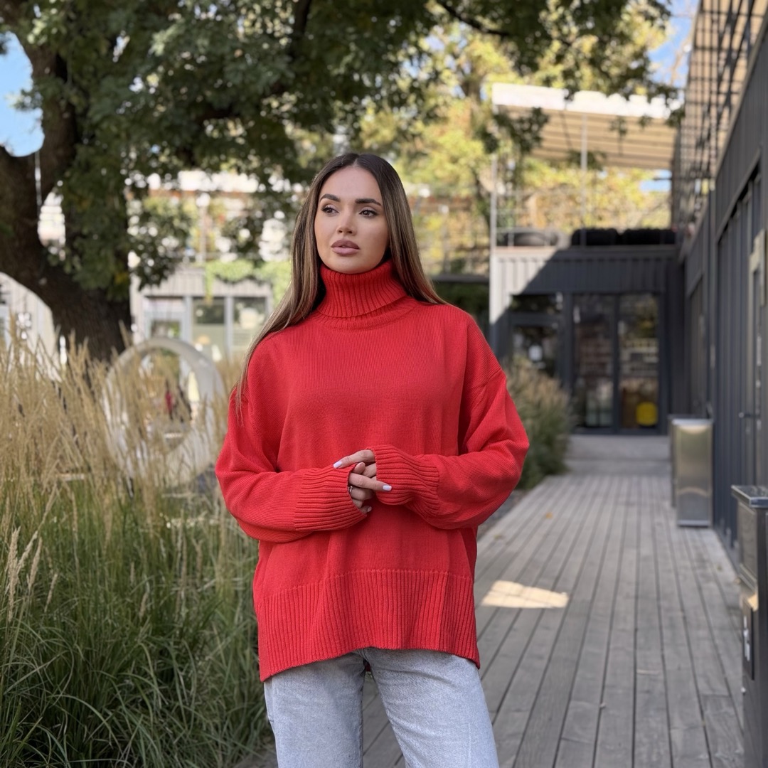 Светр вільної посадки Oversize з мериносу Коралового кольору від LikeOn oversize_merino_coral_alt4