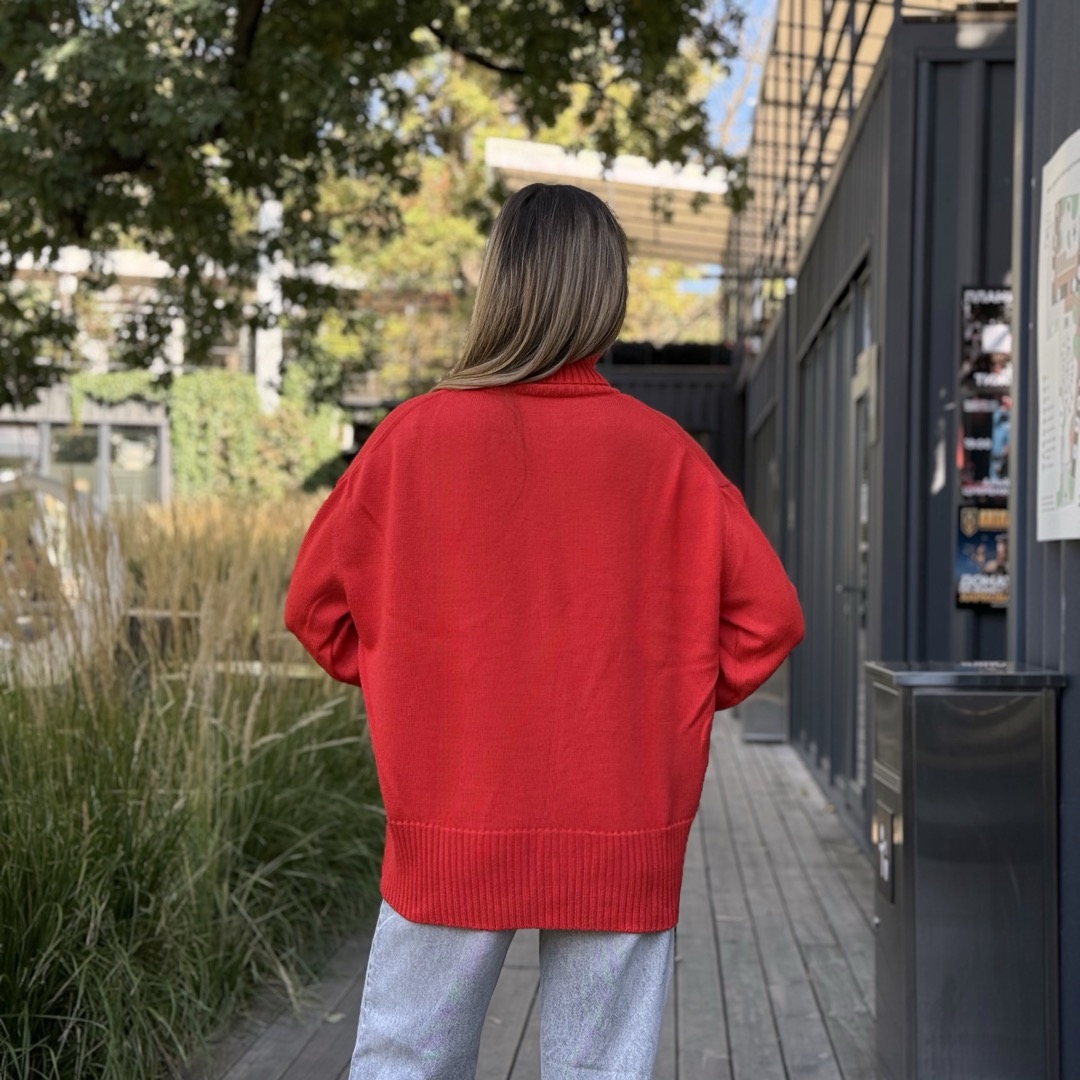 Светр вільної посадки Oversize з мериносу Коралового кольору від LikeOn oversize_merino_coral_back