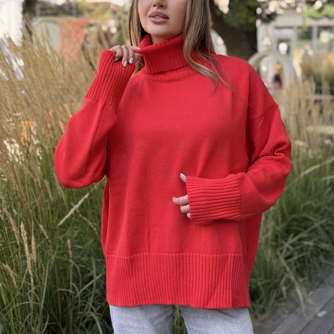 Светр вільної посадки Oversize з мериносу Коралового кольору від LikeOn oversize_merino_coral_clouse