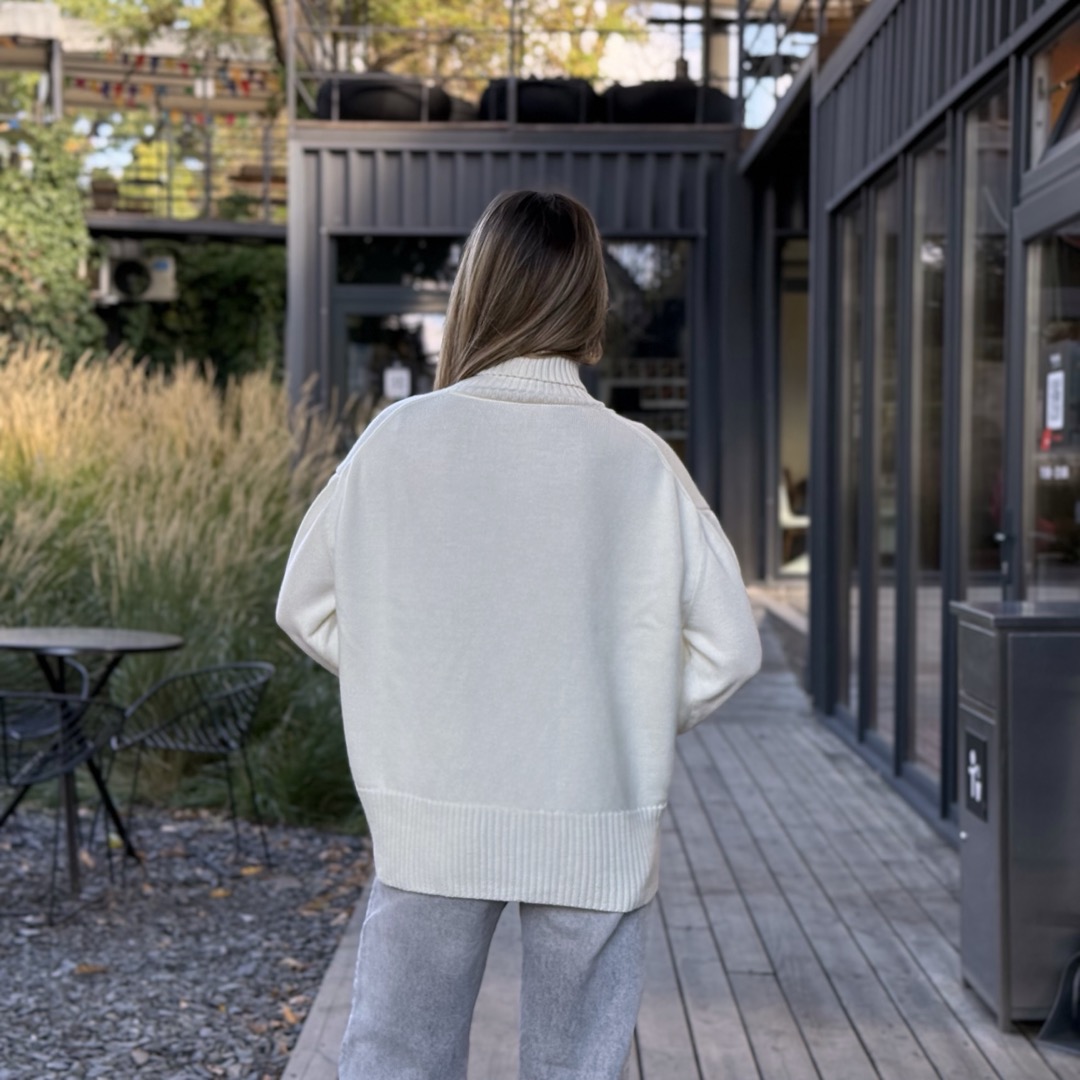 Светр вільної посадки Oversize з мериносу Білого кольору від LikeOn oversize_merino_white_main_back