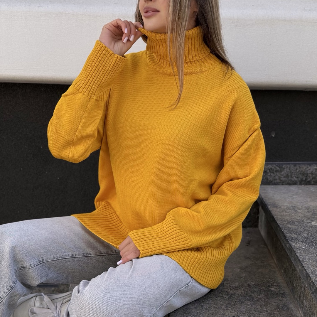 Светр вільної посадки Oversize з мериносу Жовтого кольору від LikeOn oversize_merino_yellow_clouse_sit