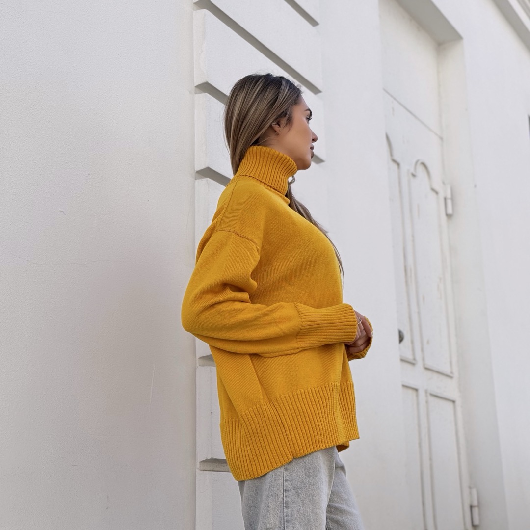 Светр вільної посадки Oversize з мериносу Жовтого кольору від LikeOn oversize_merino_yellow_side