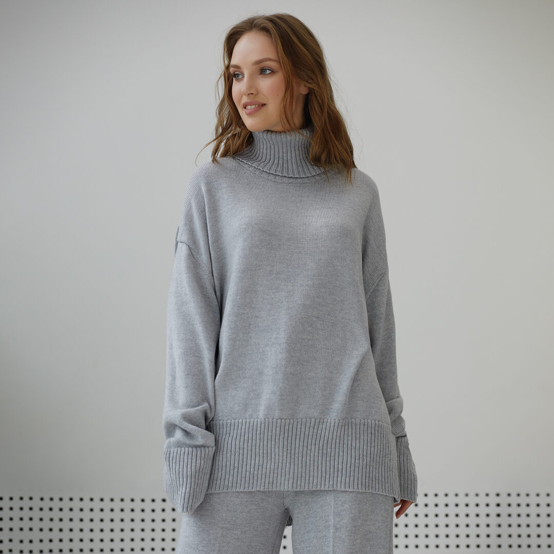 Светр вільного крою Oversize з мериносу, попелястий, від LikeOn